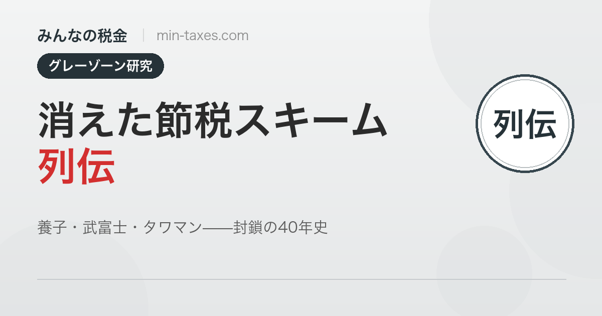 消えた節税スキーム列伝｜封じられた手口の40年史