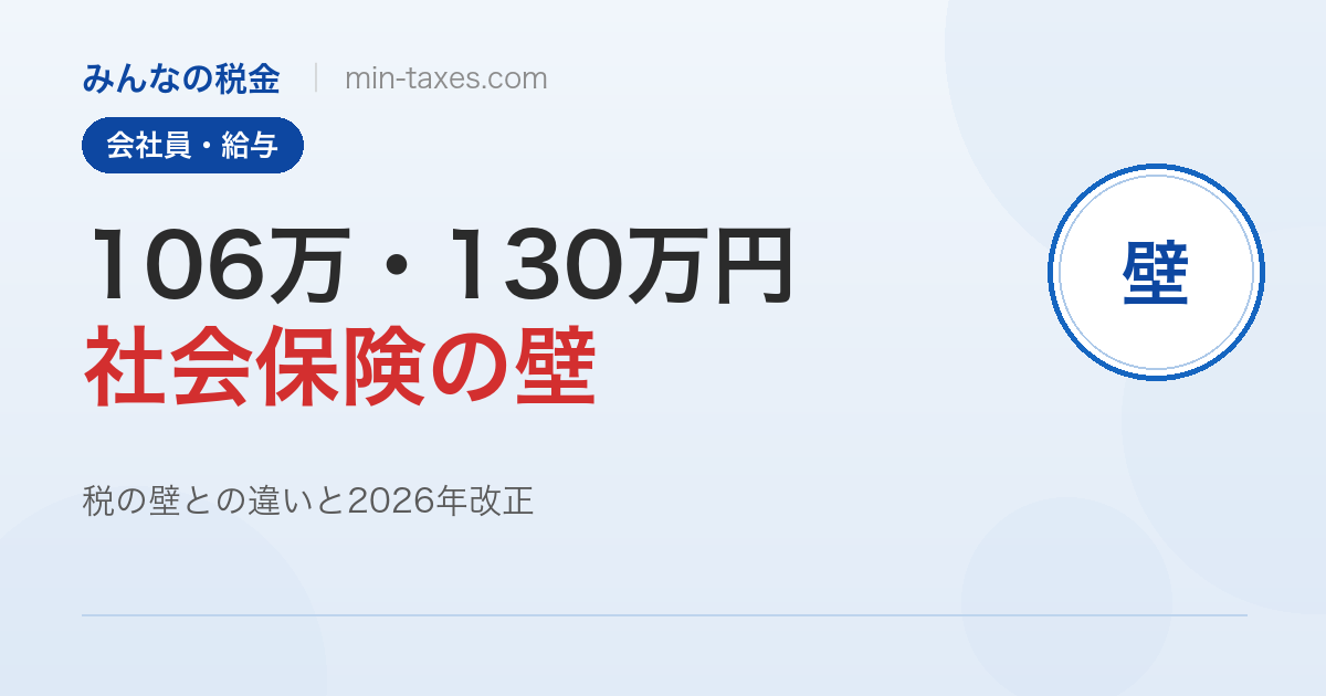 106万円・130万円の壁とは｜社会保険の壁と2026年改正